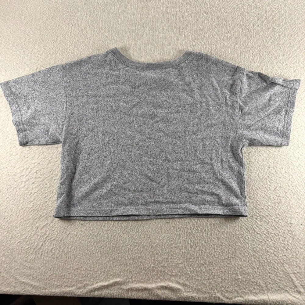 Champion Cropped T-Shirt Women Small Gray Excellent Embroidered Script WL956 XFS